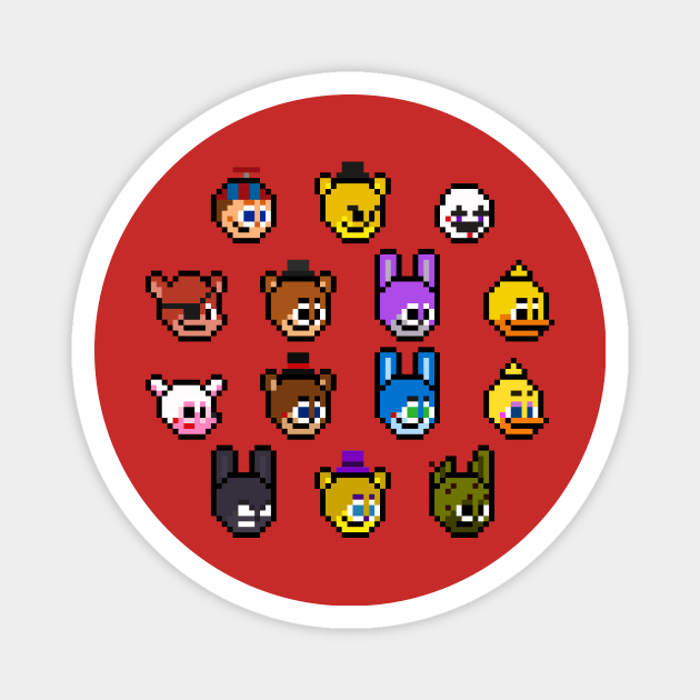 FNAF Pixel Heads Magnet by 8-BitHero